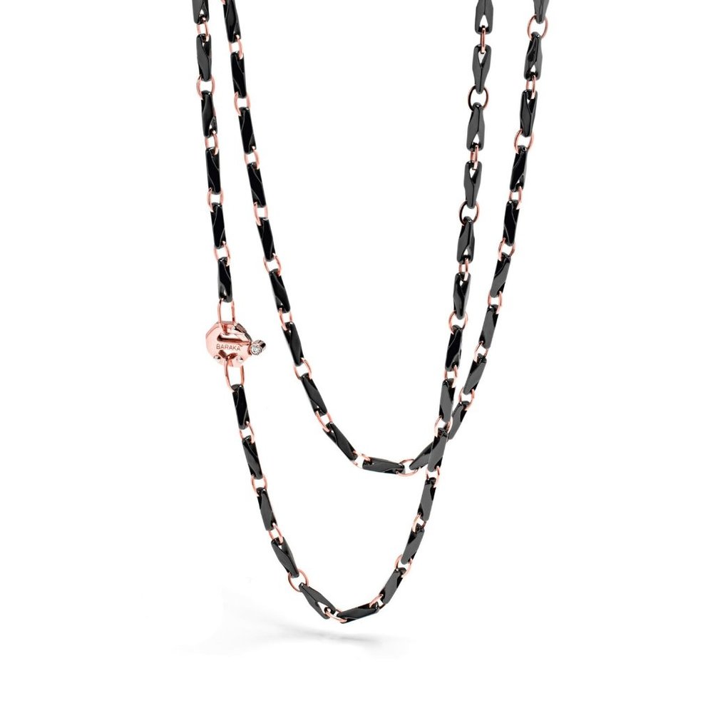 BARAKA Men's GC243281ROCN550002 Cyborg Ceramic Gold & Diamonds Necklace